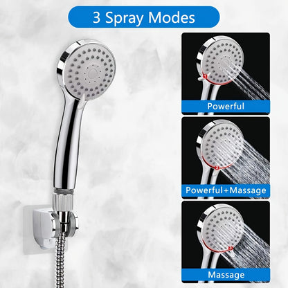 Rainfall Shower Head & Handheld Combo with Extension Arm – High Pressure 5-Setting Anti-Leak Shower System, Height & Angle Adjustable, Chrome 10-Inch & Matte Black 12-Inch Options