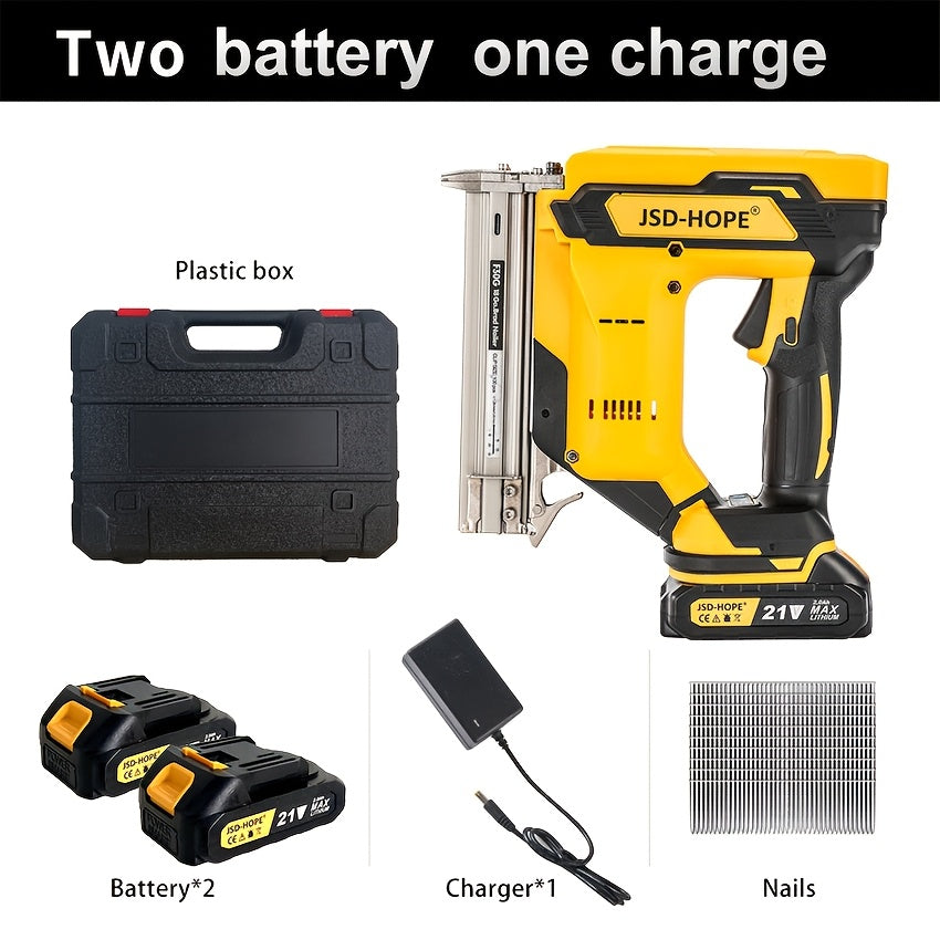 21V Cordless Brad Nailer 2-in-1 – 18 Gauge Electric Nail Gun & Stapler, Single & Bump Fire, Fits 5/8"-1-1/4" Nails, Compatible with Makita 18V/40V Battery – For Woodworking & Home Renovation