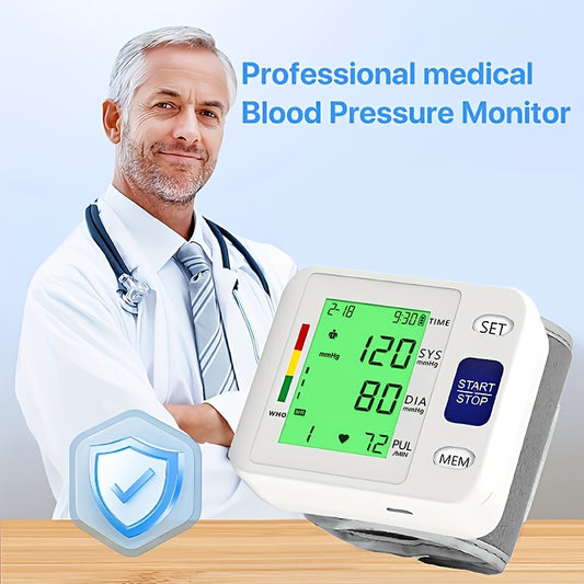 Wrist Blood Pressure Monitor Wrist Cuff -tri Color LCD Display With Adjustable Cuff - Tracks Heart Rate And Irregular Heartbeats -99 Memory Storage, Dual User Mode - USB/battery Powered (battery Not Included), Blood Pressure Machine Halloween Gift