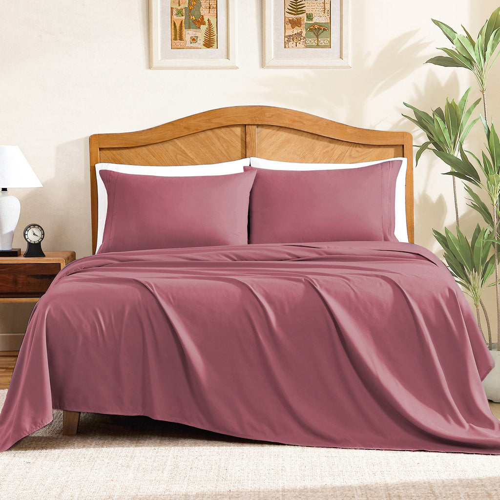3/4pcs 14 Inch Deep Pocket Sheet Set – Lightweight, Breathable and Cooling – Wrinkle and Fade Resistant, Hotel Luxury–Ideal for Home, Dorms and Cool Summer Nights – Great Fall Winter Gift – Pillowcase, Flat Sheet, Fitted Sheet, Twin Full Queen King