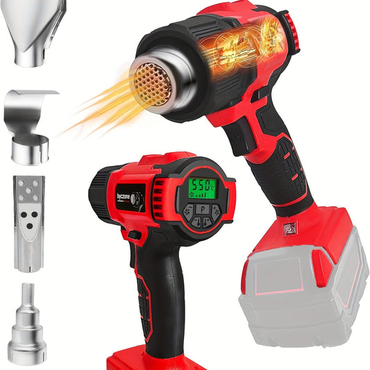 This Heat Gun Operates on an 18V Battery And Can Achieve Temperatures As High As 1022 Degrees Fahrenheit. It Features an LCD Screen for Displaying The Temperature And Comes with Four Nozzles That Are Ideal for Different Crafting. Please Note That Th