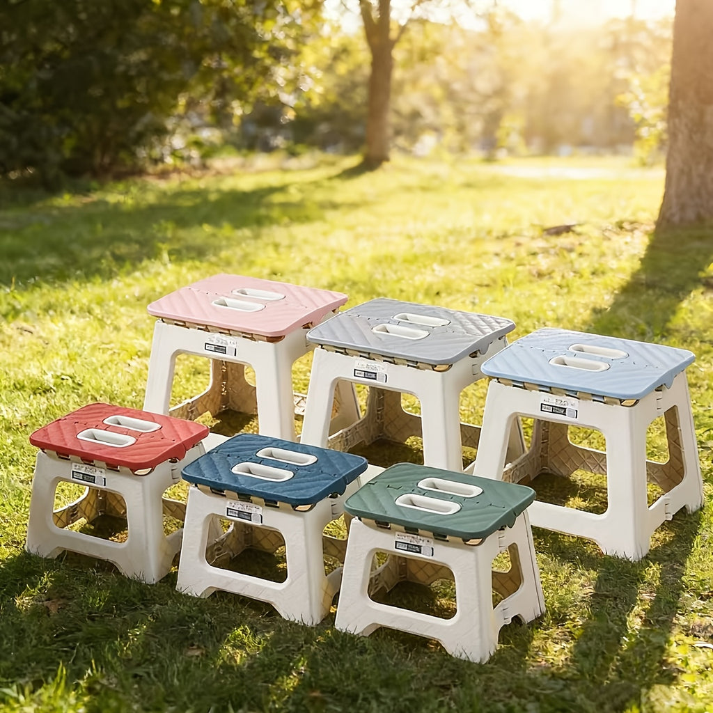 Foldable, Lightweight, And Sturdy Portable Stool with A Handle And Non-slip Features, Suitable for The Kitchen, Bedroom, Outdoor Camping, Fishing, Hiking, Barbecue, Bathroom; Compact Design, Easy to Carry, Versatile, Perfect for Outdoor Enthusiasts