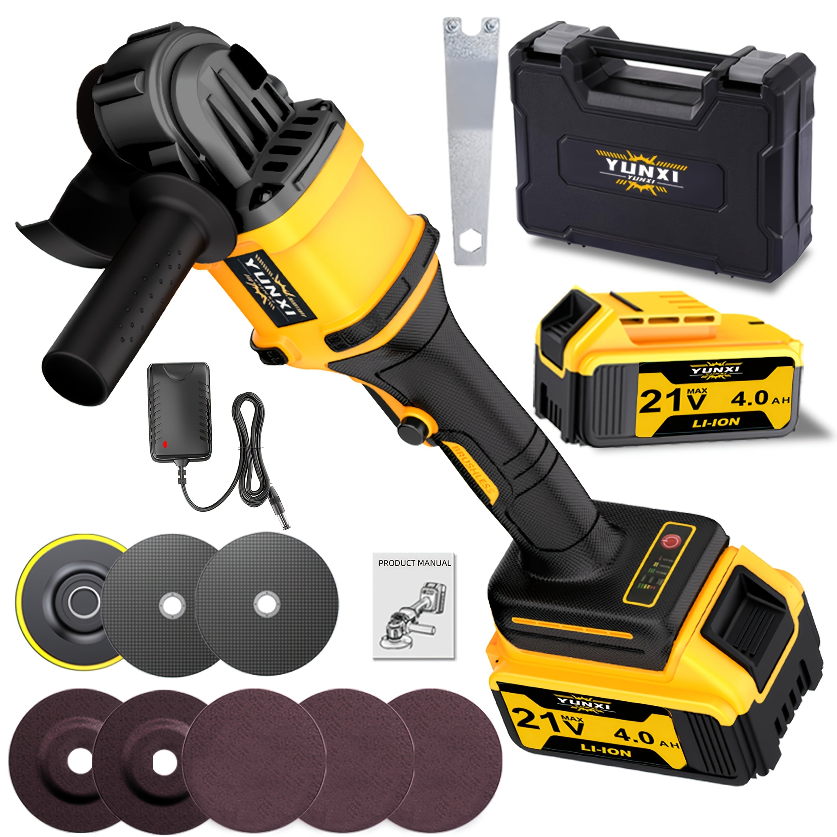 Cordless Angle Grinder Set 21V Rechargeable Lithium Ion with Fast Charger – 1 or 2 Battery Options, Multiple Accessory Kits for Grinding & Polishing, Home Workshop Tool, Gift for Men & Women Canada