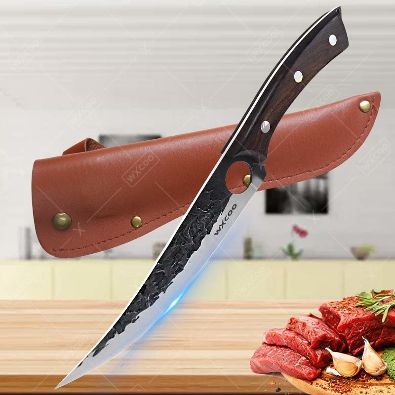 1pc Boning Knife with Knife Sheath Barbecue Knife Fruit Knife Sharp Kitchen Chef Knife Handmade Forged Knife Multipurpose Knife Peeling Knife Fruit Vegetable Fish Meat Cleaver Professional Cutting Knife Utility Knife for Cooking