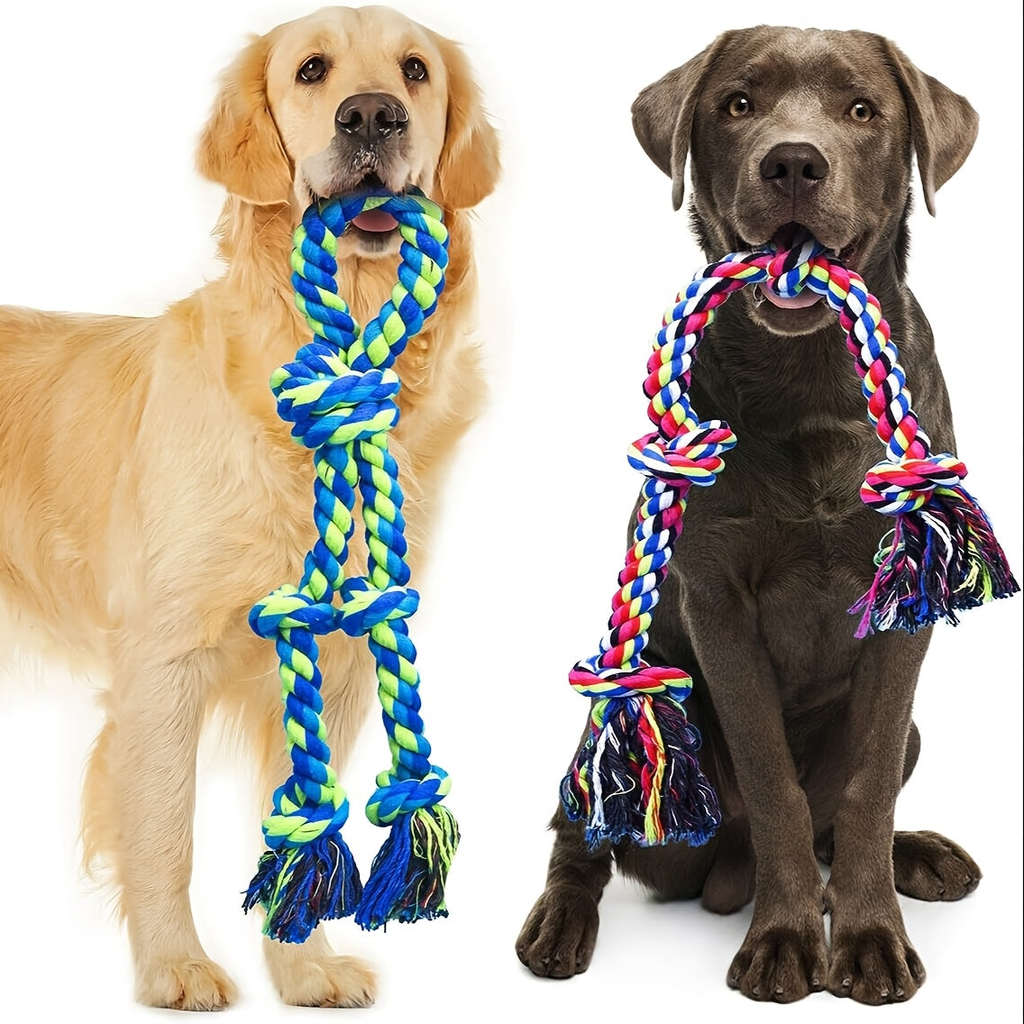 2pcs Heavy Duty Dog Rope Toys Suitable for Large & Medium Dogs - Indestructible Chew Proof Rope, Tug-of-War Toy for Aggressive Chewers, Tough Dog Chew Toys for Large Breed Puppies & Dogs, Wear-Resistant Rope for Teething