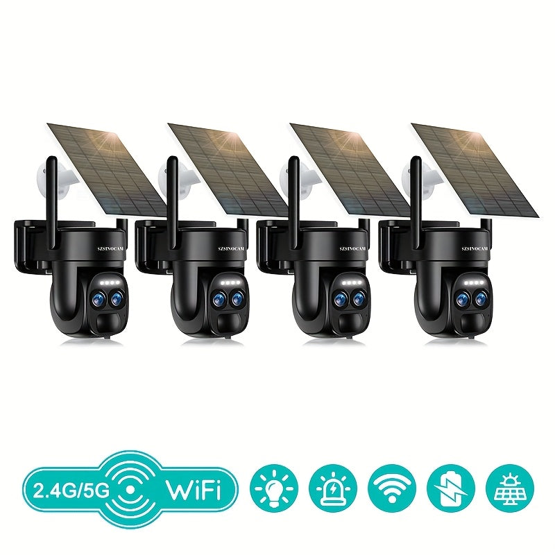 Outdoor PTZ Security Camera 360° Pan Tilt Zoom – Color Night Vision, Spotlight Alarm, Motion Detection, Two-Way Audio, App Control, Battery Powered WiFi Cam for Home Garden Driveway (QW6 Series)