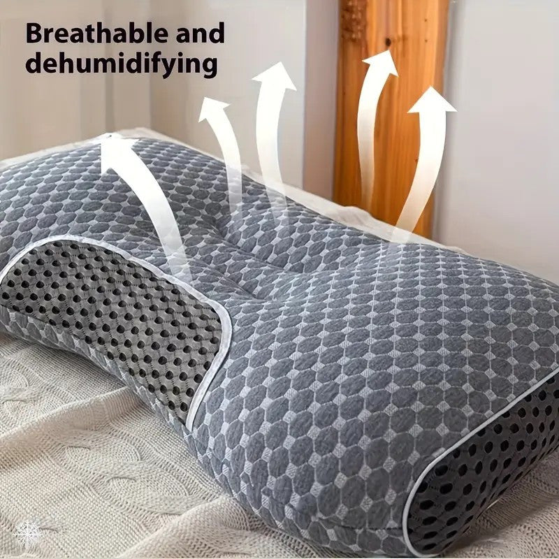1pc/2pcs Knitted Ergonomic Pillow, 9-Hour Rest 1100G Filling Upgraded Version, for Comfortable Sleeping and Massage, Hypoallergenic Removable Washable Cover, Moisture Absorption Breathable, Household Bedroom Decorative Cushion, All-Season White Neck Comfo