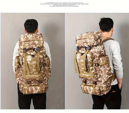 Tactical Hiking Backpack 2-Piece Set 80L Large Capacity with MOLLE System & Multiple Compartments – Camouflage Oxford Fabric Rucksack for Camping, Trekking & Outdoor Adventure | ShopVora CA