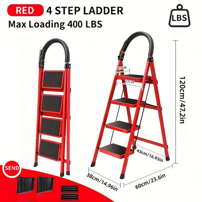 Heavy-Duty Folding Step Ladder 250–450 lb Capacity – A-Frame Metal with Non-Slip Steps, Wide Base & Locking System, 3/4/5-Step Foldable Design for Home, Garage & Outdoor Use