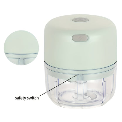 Electric Garlic Chopper Rechargeable Mini Food Chopper 8.45oz – Portable Garlic Mincer for Garlic, Chili, Onion, Meat & Nuts, USB Rechargeable Kitchen Gadget with Bonus Fridge Magnet, Green or White