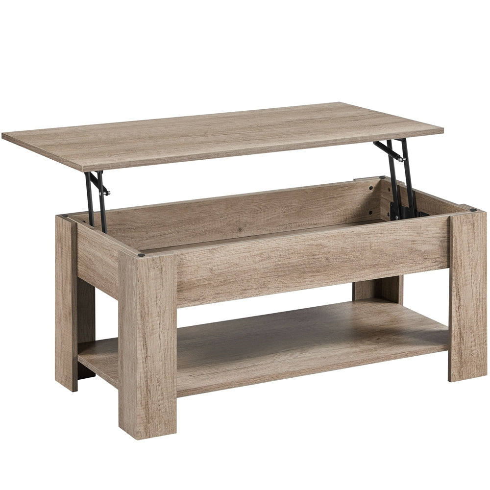ALDEN DESIGN Coffee Table, 38 in Lift Top Coffee Table with Hidden Compartment & Open Shelf, Space-saving Coffee Table for Small Apartment, Living Room, Reception Room, Office, White/Black/Gray/Rustic Brown/Espresso