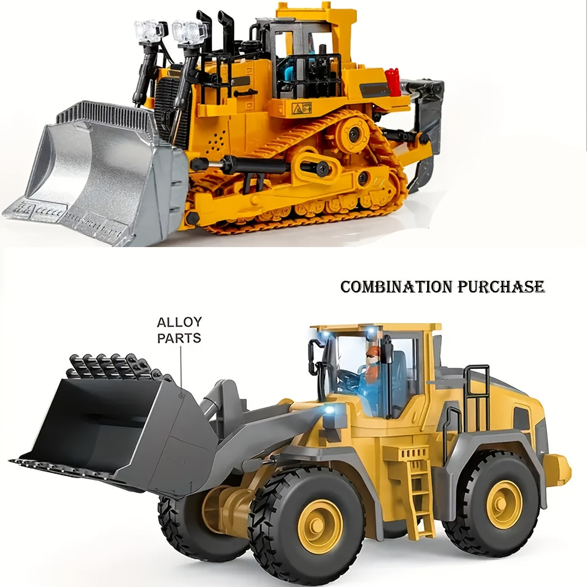 Remote Control Construction Vehicle Set 2.4G 11-Channel RC Excavator Dump Truck Bulldozer Alloy Engineering Toy Cars for Kids – 2pcs 3pcs 4pcs