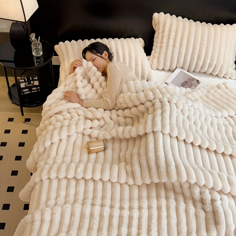 Extra Large Blanket 108 in X 90 in X 90 in Thickened Blanket Soft And Comfortable Faux Rabbit Hair Reversible Blanket Thermal Fleece Blanket Nap Blanket Air Conditioning Blanket Office Outdoor Camping Gift Blanket Perfect for All Seasons