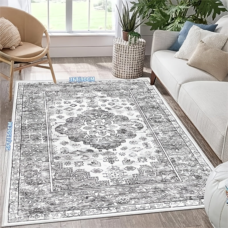 Washable Boho Runner Rug with Non-Slip Rubber Backing – Soft Farmhouse Hallway Carpet for Entryway, Kitchen, Laundry Room & Bathroom | Multiple Sizes | ShopVora CA