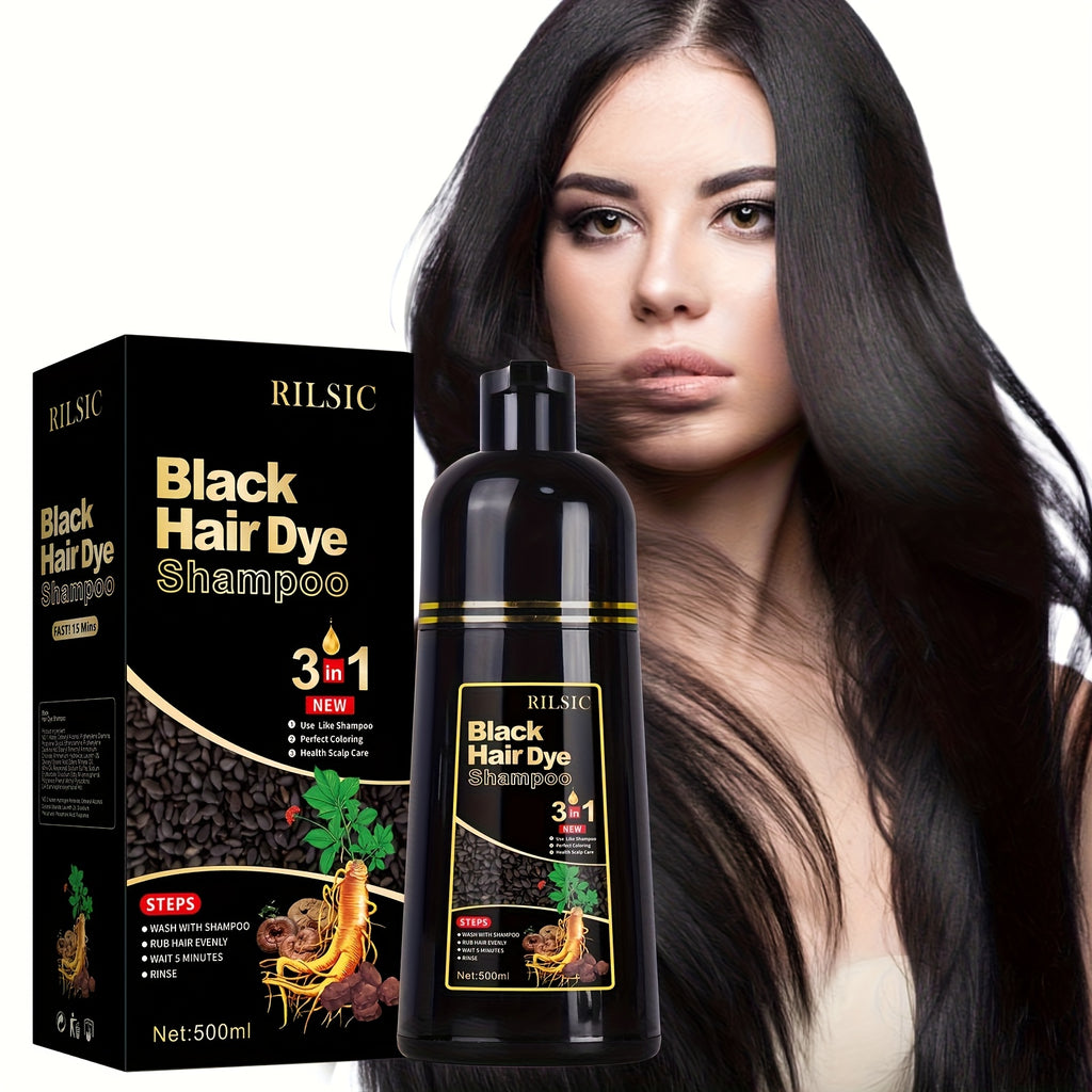 3-in-1 Hair Dye Colour Shampoo – Instant Grey Hair Coverage, Ammonia Free Herbal Formula, Lasts 30 Days for Men & Women | 16.91oz Natural Hair Colouring