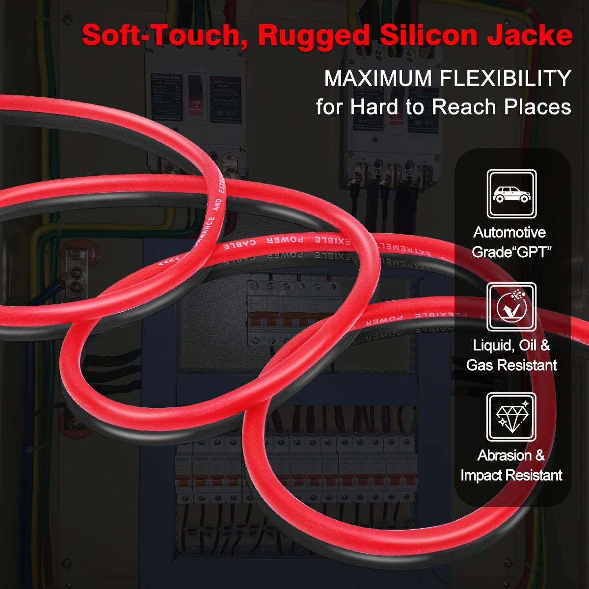 25 Feet of Black And 25 Feet of Red 8 Gauge CCA Wire, Suitable for Automotive Applications, Car Audio Battery Connections, Power And Ground Wiring, Marine Use, Welding, And Electrical Audio Setups for Amplifiers, Without Battery