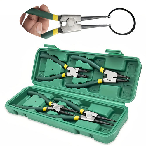 4-Piece Snap Ring Pliers Set – 7" Heavy Duty, Chrome Vanadium Steel, Internal & External
