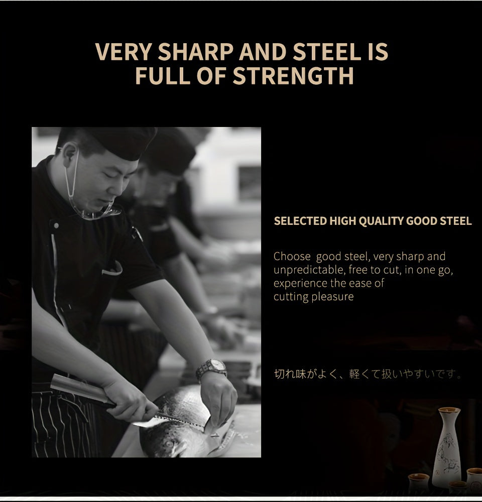 1pc 9-Inch Kiritsuke Chef Knife, Japanese Hand-Forged Professional Sharp Kitchen Knife, 9Cr18MoV Triple-Layered Steel Meat Vegetable Sushi Knife for Cutting Meat, Vegetables, Fruits, Seafood, and Sushi, Ergonomic Solid Wood Handle with Gift Box
