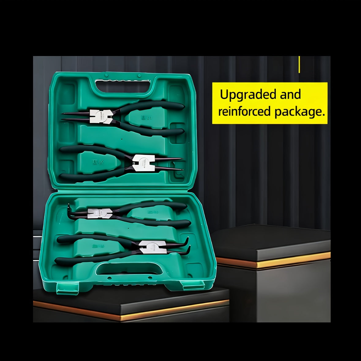 4-Piece Snap Ring Pliers Set – 7" Heavy Duty, Chrome Vanadium Steel, Internal & External