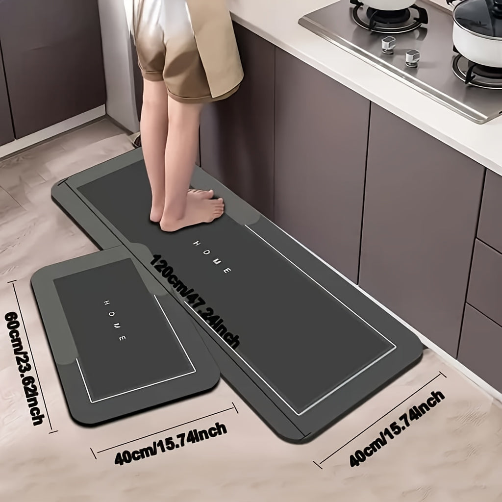 2pcs Of Non-slip Water Kitchen Mats with Plush Suede Backing And Rubber Base-oil-absorbing, Quick-drying, Bathroom, Living Room, Restaurant And Commercial Floor Mats. Modern Decorative Machinery Makes Durability, Kitchen Floor Mats.