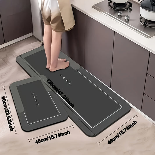2pcs Of Non-slip Water Kitchen Mats with Plush Suede Backing And Rubber Base-oil-absorbing, Quick-drying, Bathroom, Living Room, Restaurant And Commercial Floor Mats. Modern Decorative Machinery Makes Durability, Kitchen Floor Mats.