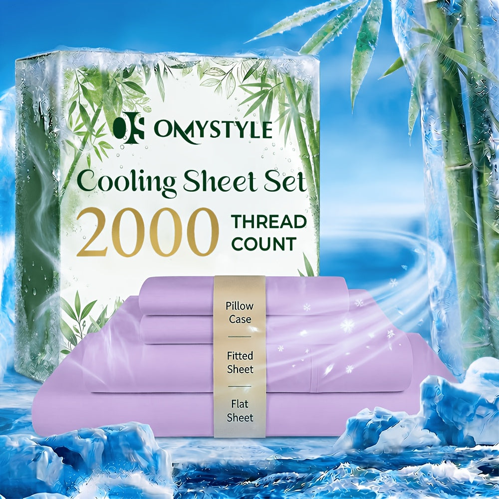 Ultra-Soft Summer Bamboo Sheet Set 4pcs – Breathable Cooling Bed Sheets with 16" Deep Pocket for Hot Sleepers, Includes Fitted Sheet, Flat Sheet & 2 Pillowcases, Twin Full Queen King, 7+ Colours