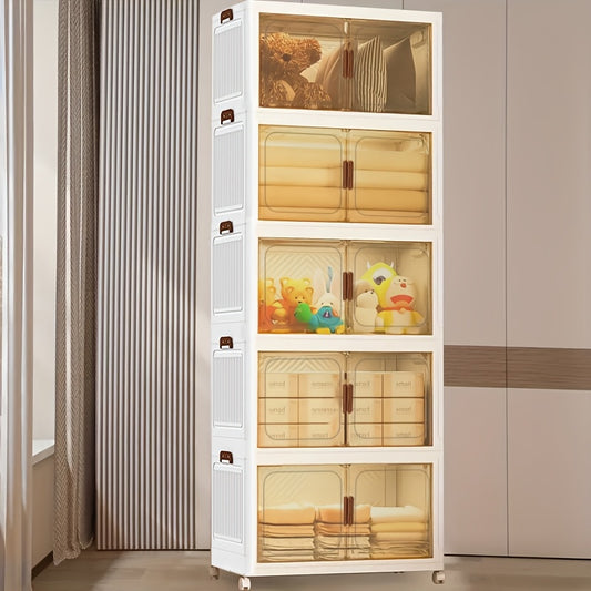 2/ 3/ 4/ 5-layer Home Decorations Display Rack Big Capacity Storage Cabinet Plastic Foldable Shoe Shelf Collapsible Clear Shoe Boxes Stackable with Door Easy Assembly Living Room Stuff