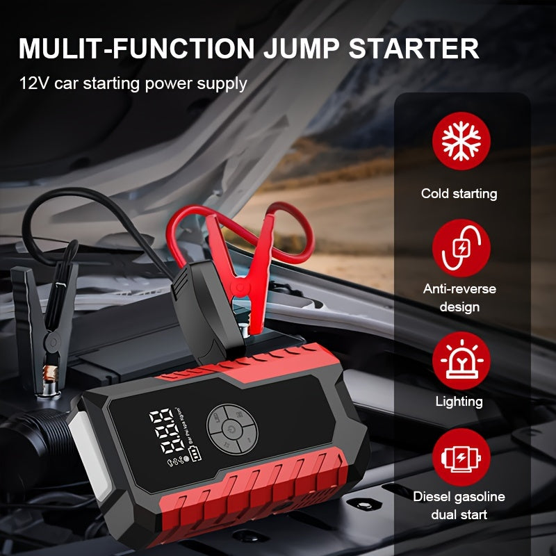 5000A Peak Car Jump Starter 10000mAh with Optional 150PSI Air Pump, LED Light & Digital Display, 12V Emergency Battery Booster for Trucks, SUVs, Motorcycles & Snowmobiles – Type-C USB Output