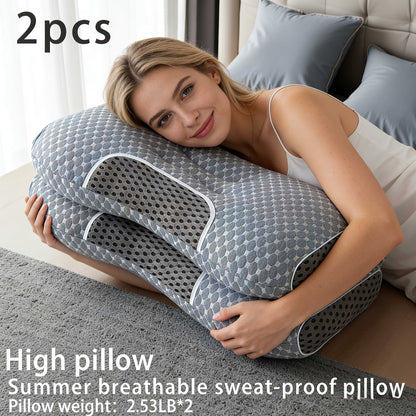 Neck Massage Pillow 2-Pack 1100G Soft Woven – Adjustable Ergonomic Profile, High-Quality Pillow Core with Detachable Pillowcase for Sleeping Comfort, Couple Bedding Set Canada