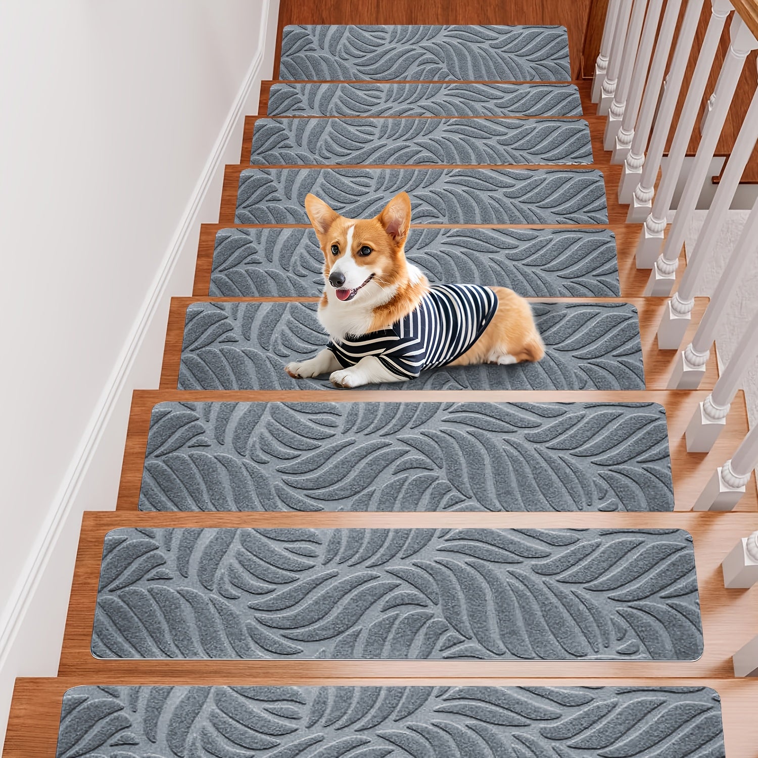 Non-Slip Stair Treads 15-Pack 8"x30" Grey – Peel & Stick Self-Adhesive Washable Polyester Pads for Wooden Steps, Indoor Stair Covers for Home Safety Kids Elderly & Pets, Canada