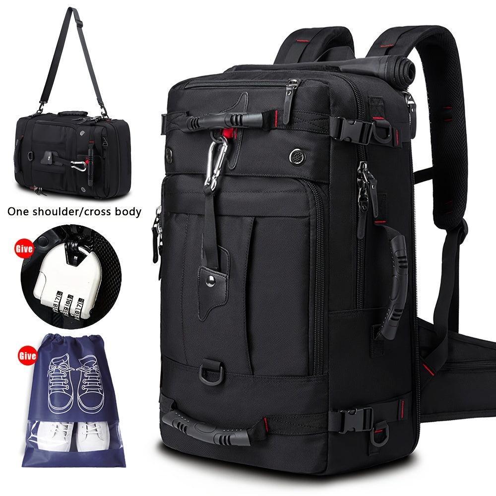 Large Travel Backpack for Men Women, 4-Way Convertible Backpack, Shoulder, Crossbody, Handbag with Independent Shoe Compartment, Fits 15.6" & 17.3" Laptops, Outdoor Hiking Camping Casual Daypack, School & Daily Commute Bag
