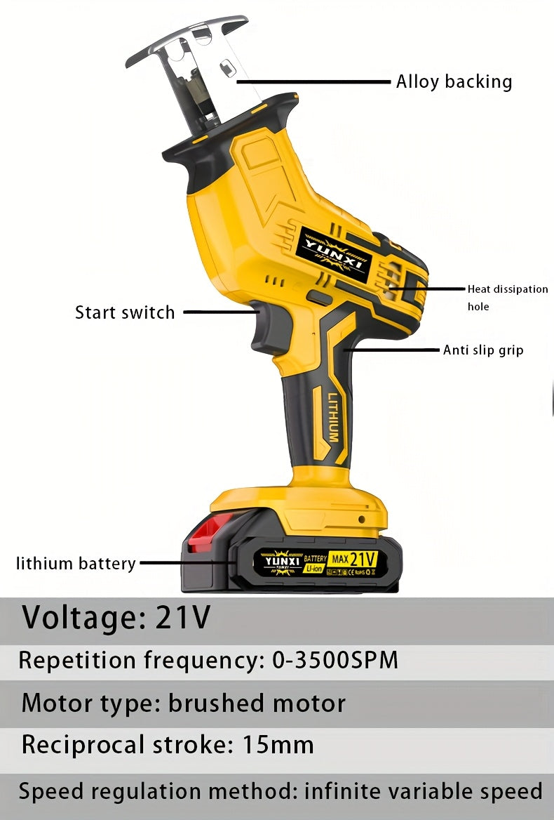 Cordless Lithium-Ion Reciprocating Saw – Lightweight DIY Electric Saw for Wood Metal PVC & Tree Cutting, Household & Outdoor Use, Upgraded Battery & Accessories Options, Gift for Dad