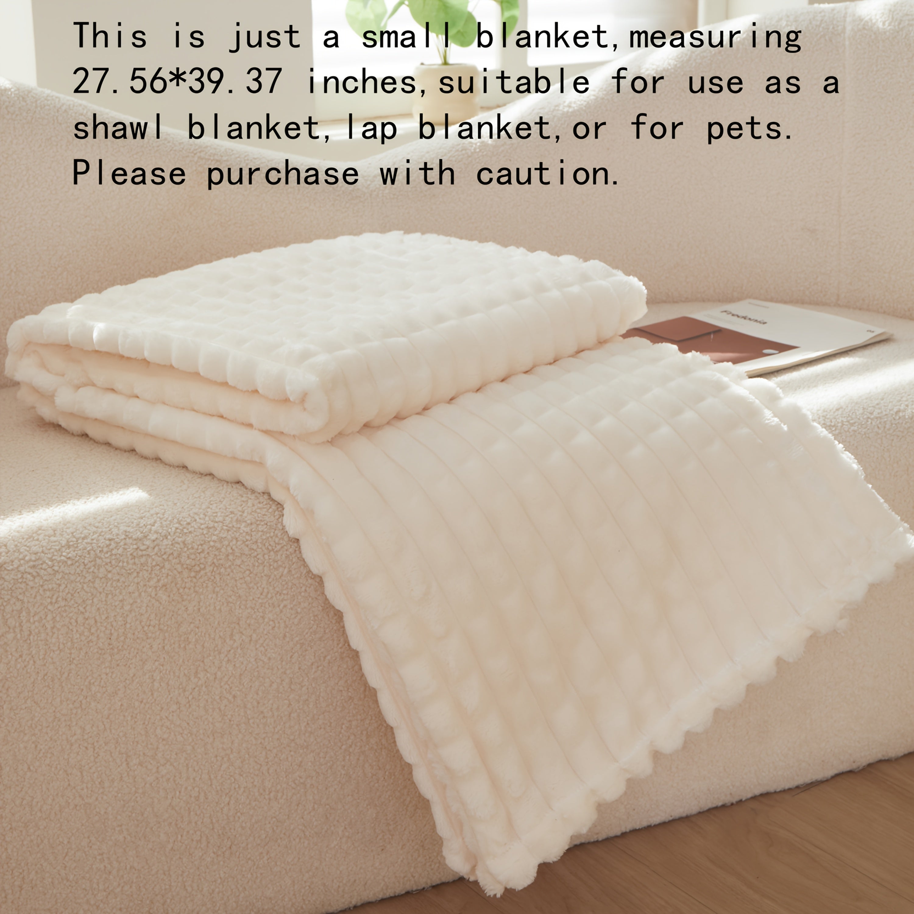 Solid Colour Plush Throw Blanket – Soft Warm Sofa Blanket for Naps, Office, Camping & Pets | All-Season Bedspread Gift Blanket | White Khaki Grey | Multiple Sizes