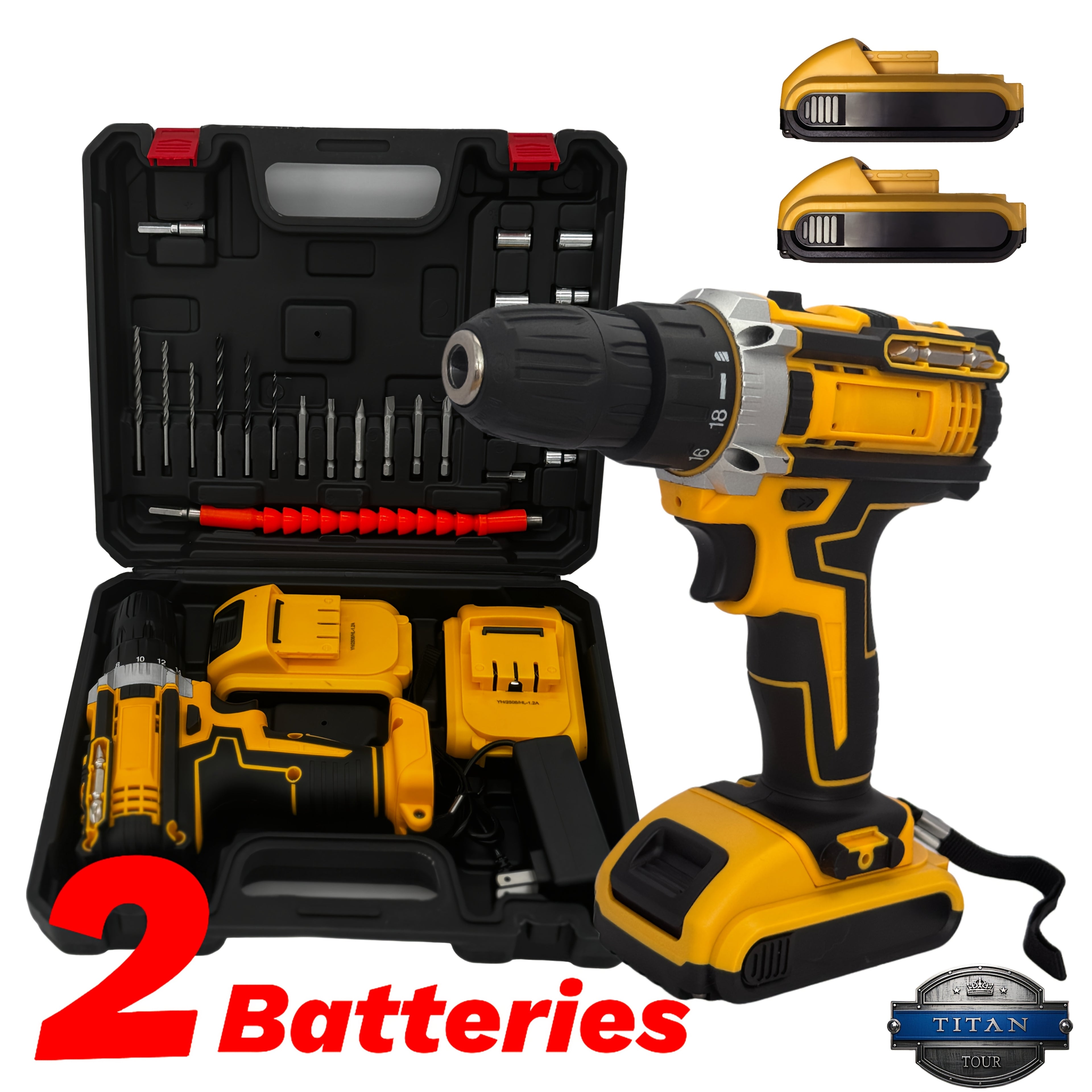Industrial Drill Set: Purple (1B1C) OR Yellow (2B1C) | 12V Brushless Motor | 18+1 Precision Torque | 3/8" Metal Chuck | Line Maintenance/Steel Work | Long Runtime + Quick Swap