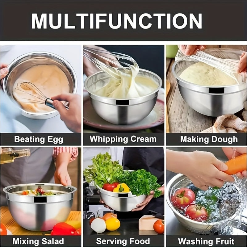 [Stainless Steel Mixing Bowls] 21pcs Stainless Steel Mixing Bowls With Airtight Lids - Non-Slip Colorful Bottom -1.32gal, 1.19gal, 1.06gal, 81.15oz, 57.48oz, 42.27oz, 27.05oz Sizes - Great For Mixing, Baking, Serving