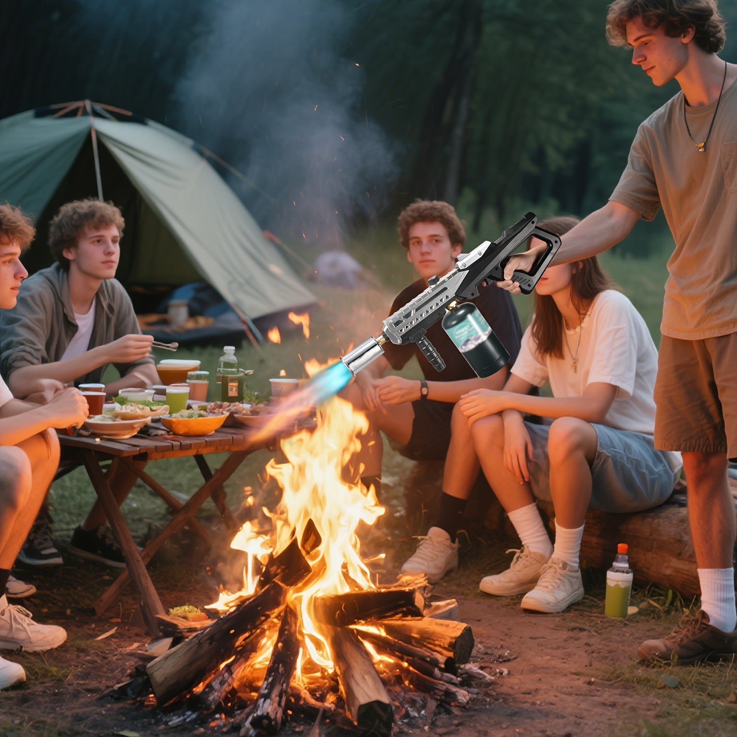 Powerful Propane Torch Gun, Flamethrower with Adjustable Flame, Blow Torch for Campfire, Fire Pit Starter, BBQ, Weed Killing, Fun Gift (Propane Tank Not Included)
