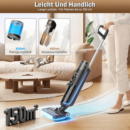 Cordless Vacuum Mop 2-in-1 70Kpa – Wet & Dry Smart Washing Machine, Self-Cleaning, HEPA Filter, Anti-Tangle Roller for Wood Floors Carpets Pet Hair – ShopVora CA