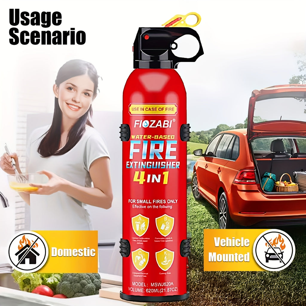 4 In-1 Portable Fire Extinguisher Spray with Bracket for Home, Vehicle, Kitchen, Garage, 0.5-A:21-B:C:5K Water-Based Fire Extinguishers, 21.87 OZ