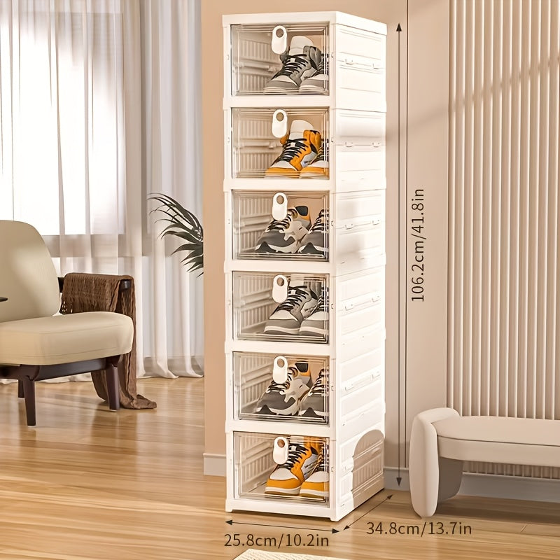 Foldable Transparent Shoe Box 3 6 Tier Stackable Shoe Storage Organizer Dustproof Breathable with Lid No Assembly Freestanding Plastic Shoe Rack - Space Saving Large Capacity, Canada