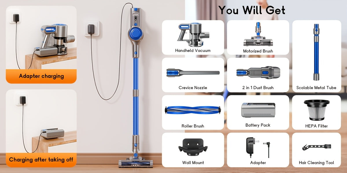 Low Noise Cordless Vacuum Cleaner 70Kpa – Lightweight Portable Handheld Stick Vacuum, Hard Floor Carpet Pet Hair, Corded & Cordless, Powerful Suction Home Vacuum | ShopVora CA