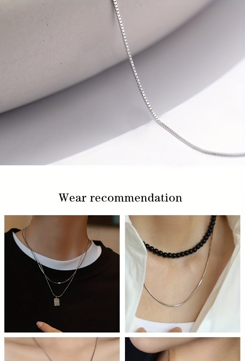 925 Sterling Silver Women'S Box Chain Necklace, Hypoallergenic Layered Jewelry, 16-24 Inch Adjustable Minimalist Design, Eternal Gift for Mother/Wife/Girlfriend