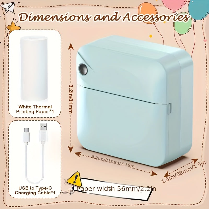 Mini Thermal Sticker Printer Inkless, Pocket Printer with Thermal Paper Roll, Portable Wireless Photo Printer for Photos Diaries Notes Journaling – iOS & Android, Gift for Kids Teens Adults