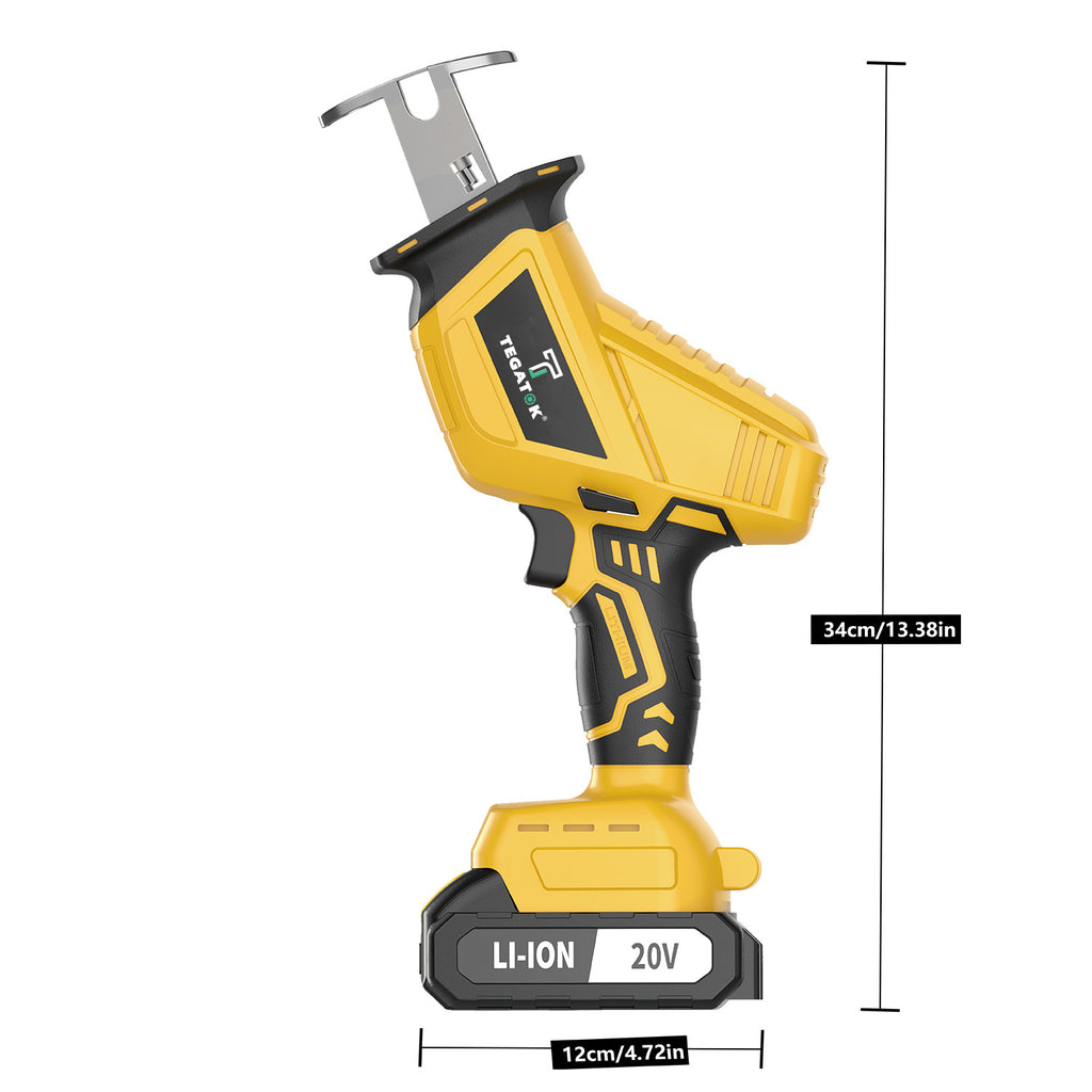 20V Cordless Electric Reciprocating Saw, Equipped with Lithium Battery And Fast Charger, 3000RPM, with 4 Saw Blades, Suitable for Cutting Wood/Metal/Pvc. Compact Electric Saw, Suitable for Outdoor Use, Portable And Durable, Ideal Gift for Men
