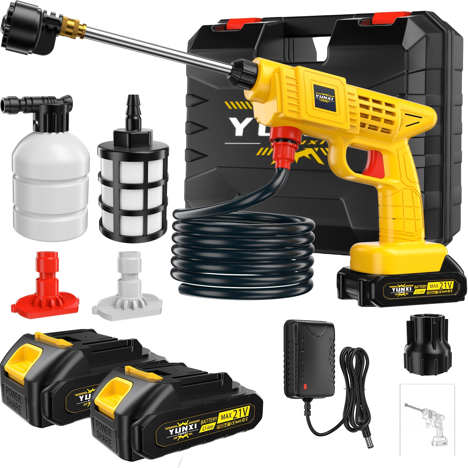 Cordless Lithium-Ion Pressure Washer Gun Portable High-Pressure Cleaning Machine with Ergonomic Grip, Rechargeable Battery – Ideal for Car Wash, Patio, Garden & Courtyard Outdoor Cleaning, Lightweight Handheld Design