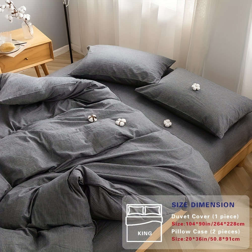 100% Washed Cotton Duvet Cover Set – Breathable, Durable & Ultra-Soft Comfy Bedding Set for All Seasons, Multiple Sizes & Colours