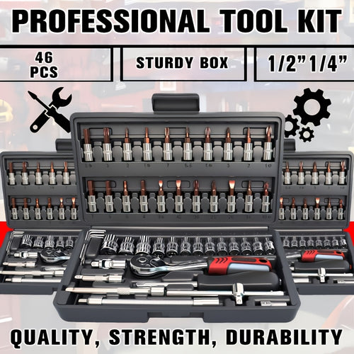 215-Piece Car Repair Tool Set – Ratchet Wrench, SAE & Metric Socket Set, Screwdriver Bits, Extension Rod & Slide Rod | Complete Mechanical Tool Kit for Vehicle & Industrial Equipment Maintenance | ShopVora CA