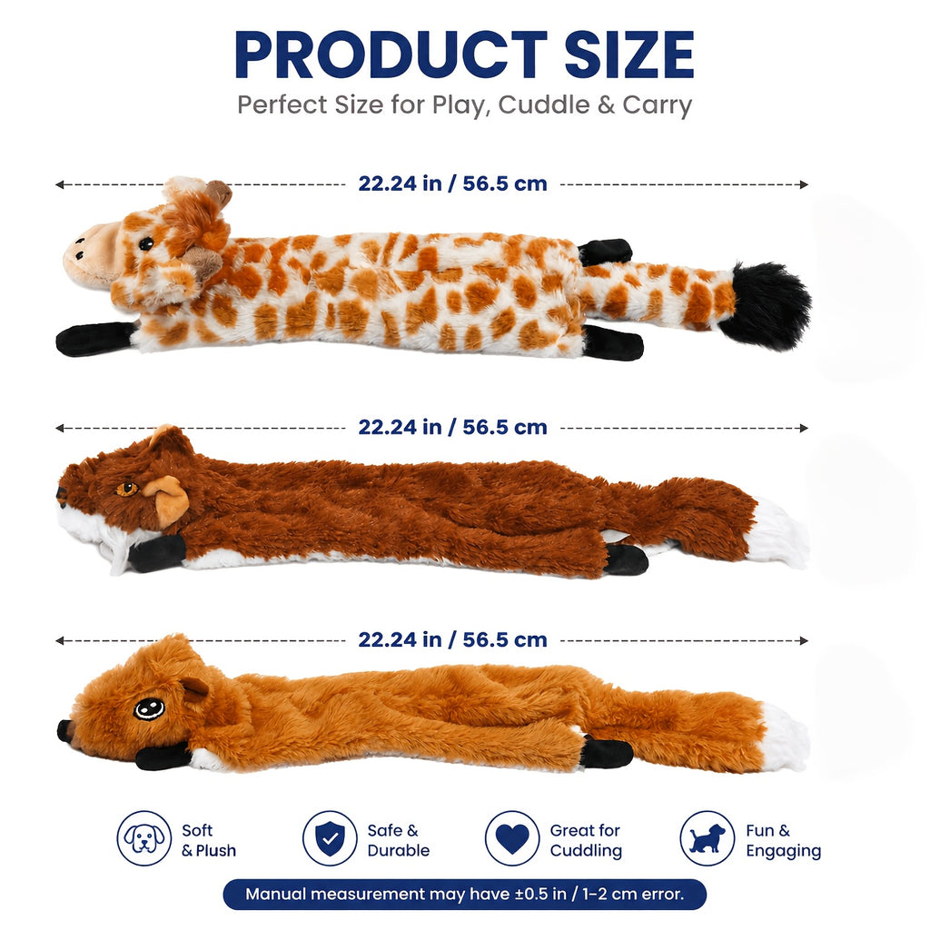 Crinkle Squeaky Dog Toys 5-Pack – No Stuffing Plush Animal Chew Toys for Large & Medium Dogs, Multi-Colored Soft Squeaky Doggie Toy Set