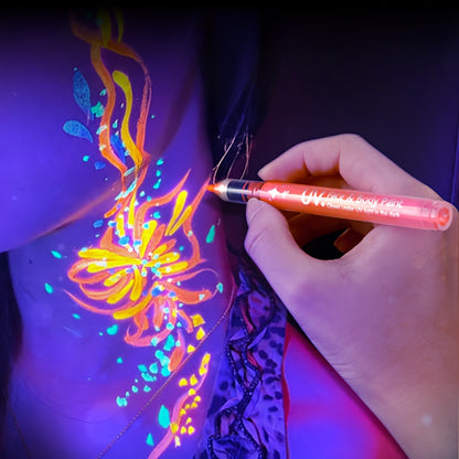 9-Color Washable Fluorescent Face & Body Paint Pens Set for Halloween Costume, Role Play, Fabric & Object Drawing, Kids & Adults Art Marker Kit