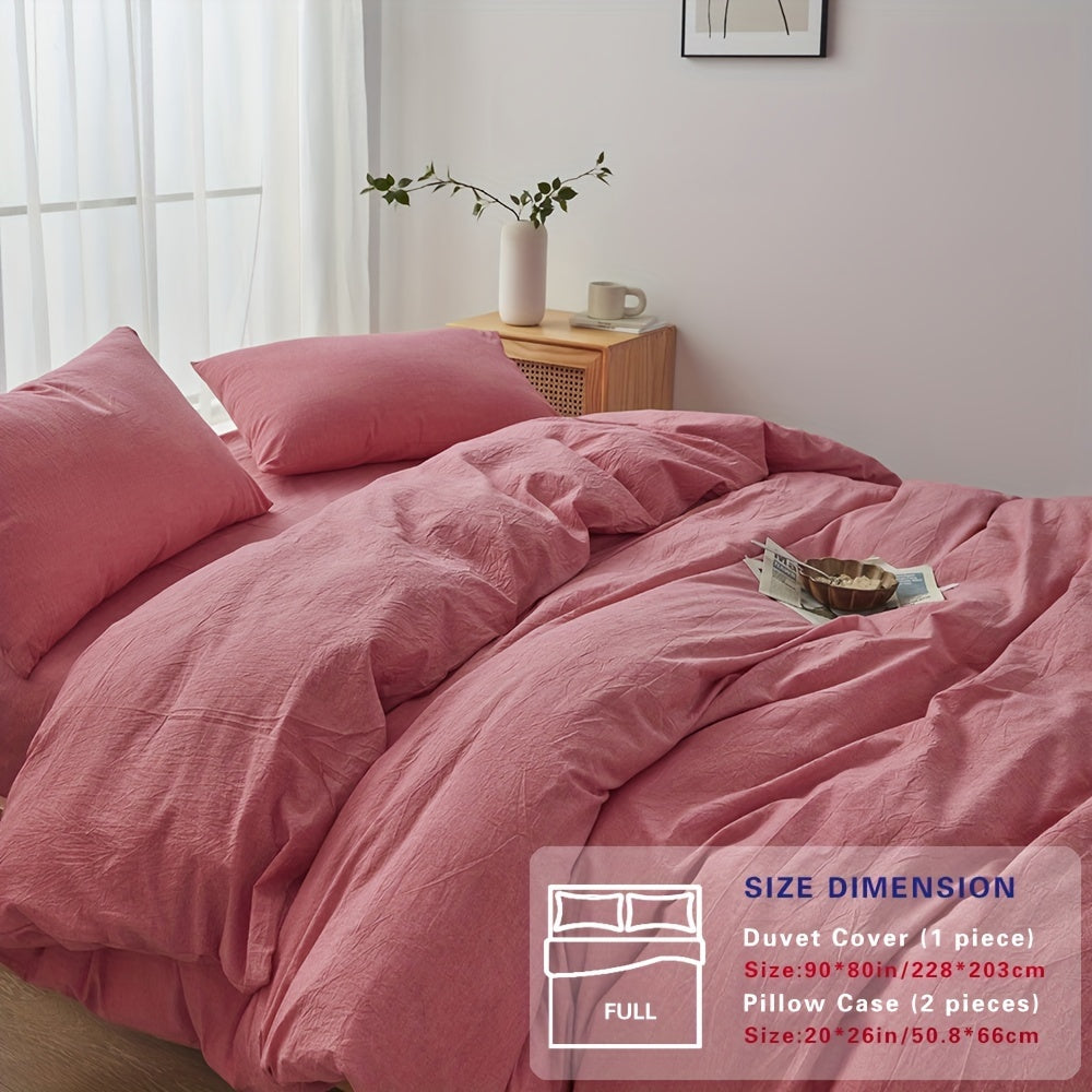 100% Washed Cotton Duvet Cover Set – Breathable, Durable & Ultra-Soft Comfy Bedding Set for All Seasons, Multiple Sizes & Colours