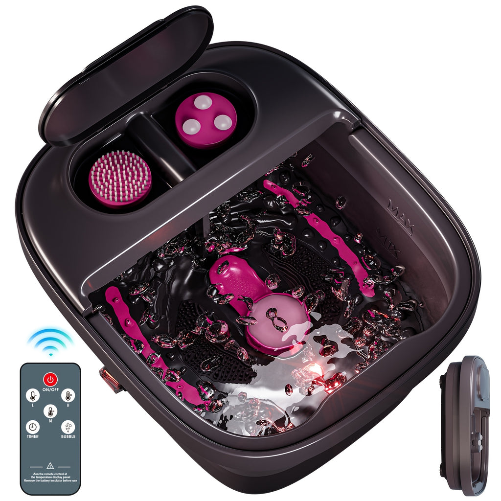 Remote Temperature Control Collapsible Foot Spa. Foot Bath with Heat, Bubble And Massager, Foot Spa Tub with 3 Pedicure Attachments, Foot Soak Tub with Handle. Best Gift for Women Or Mon